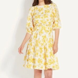 Ann Taylor citrus blossom belted flounce shift dress